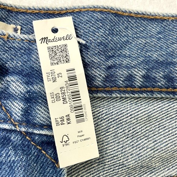 NWT Madewell Relaxed Mid Length Denim Jean Shorts Cut Off Raw Hem size 25 - Picture 7 of 7
